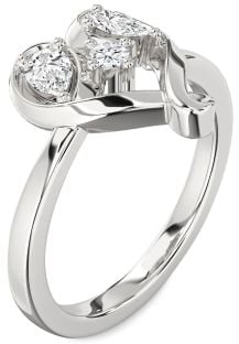Diamond White Gold Heart Three Stone Ring