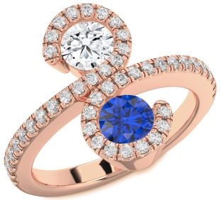 Diamond Rose Gold Infinity Round Two Stone Pave Promise Ring