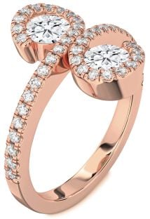 Diamond Rose Gold Infinity Round Two Stone Pave Ring
