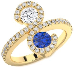 Diamond Gold Infinity Round Two Stone Pave Promise Ring