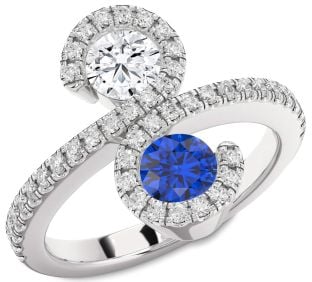 Diamond Platinum Infinity Round Two Stone Pave Promise Ring