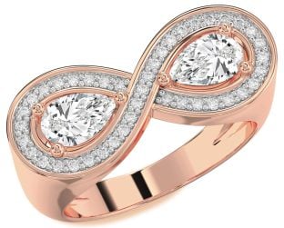 Diamond Rose Gold Infinity Pear Two Stone Ring