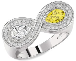 Diamond Platinum Infinity Pear Two Stone Promise Ring