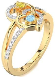 Diamond Gold Heart Two Stone Promise Ring