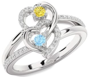 Diamond Platinum Heart Two Stone Promise Ring