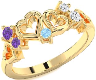 Gold Heart Three Stone Mother's Ring