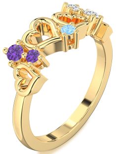 Gold Heart Three Stone Mother's Ring
