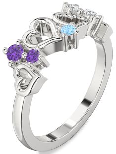 Platinum Heart Three Stone Mother's Ring