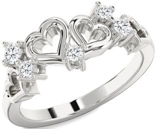 Diamond White Gold Heart Three Stone Ring