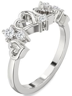 Diamond White Gold Heart Three Stone Ring