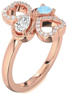 Diamond Rose Gold Heart Two Stone Promise Ring