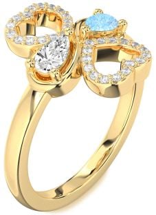 Diamond Gold Heart Two Stone Promise Ring