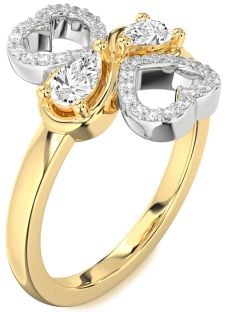 Diamond Platinum & Yellow Gold Heart Two Stone Ring