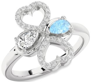 Diamond Platinum Heart Two Stone Promise Ring