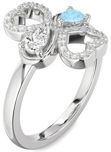 Diamond Platinum Heart Two Stone Promise Ring