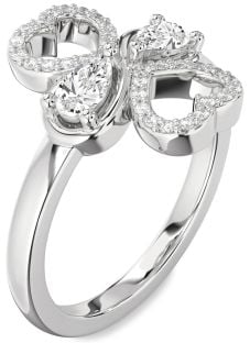 Diamond White Gold Heart Two Stone Ring