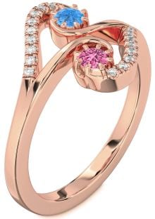 Diamond Rose Gold Round Two Stone Promise Ring