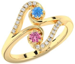 Diamond Gold Silver Round Two Stone Promise Ring