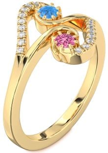 Diamond Gold Round Two Stone Promise Ring