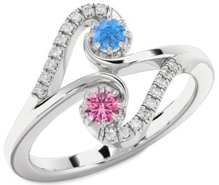 Diamond Platinum Round Two Stone Promise Ring