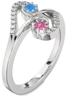 Diamond Platinum Round Two Stone Promise Ring