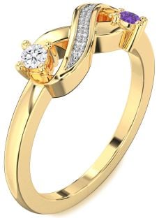 Diamond Gold Infinity Round Two Stone Promise Ring