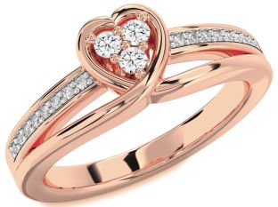 Diamond Rose Gold Heart Three Stone Ring