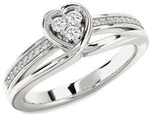 Diamond White Gold Heart Three Stone Ring