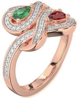 Diamond Rose Gold Infinity Pear Two Stone Promise Ring