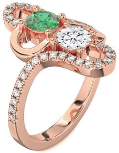 Diamond Rose Gold Heart Two Stone Promise Ring