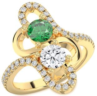 Diamond Gold Silver Heart Two Stone Promise Ring