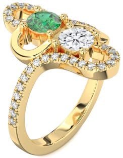 Diamond Gold Heart Two Stone Promise Ring