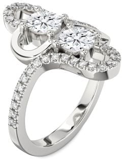 Diamond Platinum Heart Two Stone Ring