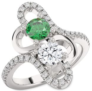 Diamond Platinum Heart Two Stone Promise Ring
