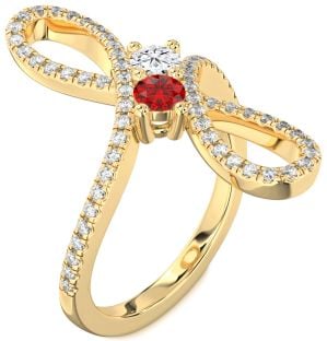 Diamond Gold Infinity Round Two Stone Promise Ring