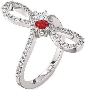 Diamond Platinum Infinity Round Two Stone Promise Ring