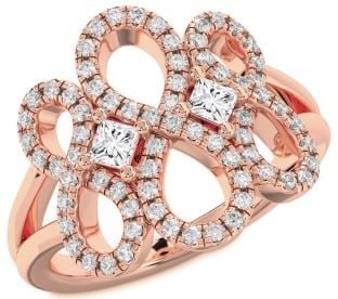 Diamond Rose Gold Infinity Princess Two Stone Ring