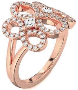 Diamond Rose Gold Infinity Princess Two Stone Ring