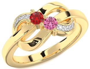 Diamond Gold Knot Round Two Stone Promise Ring