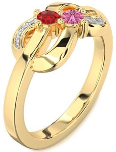 Diamond Gold Knot Round Two Stone Promise Ring