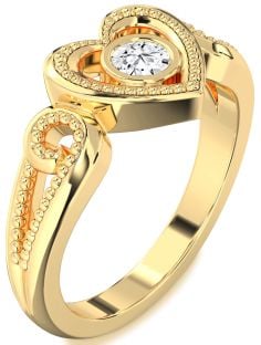Diamond Gold Heart Promise Ring