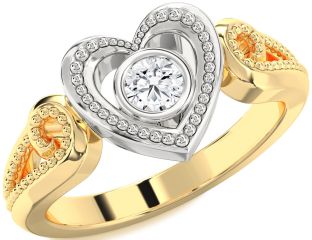 Diamond White Yellow Gold Heart Promise Ring