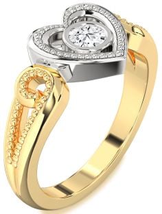 Diamond Platinum & Yellow Gold Heart Promise Ring
