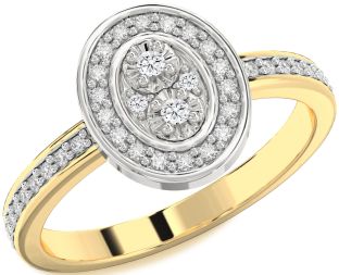 Diamond Platinum & Yellow Gold Round Pave Ring