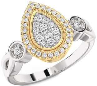 Diamond Silver & 10K gold Round Promise Ring