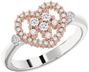 Diamond Platinum & Rose Gold Heart Three Stone Ring