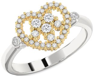 Diamond Silver & 10K gold Heart Three Stone Ring