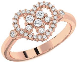 Diamond Rose Gold Heart Three Stone Ring