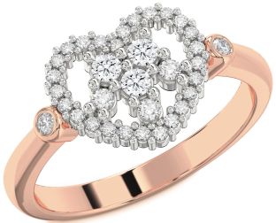 Diamond Platinum & Rose Gold Heart Three Stone Ring