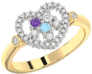 Diamond Platinum & Yellow Gold Heart Three Stone Mother's Ring